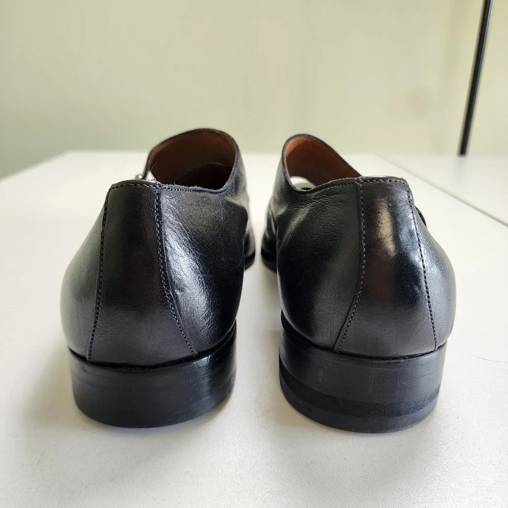 Antonio Maurizi Mens Black Leather Double Monk Strap Cap Toe Dress Shoes Size 44